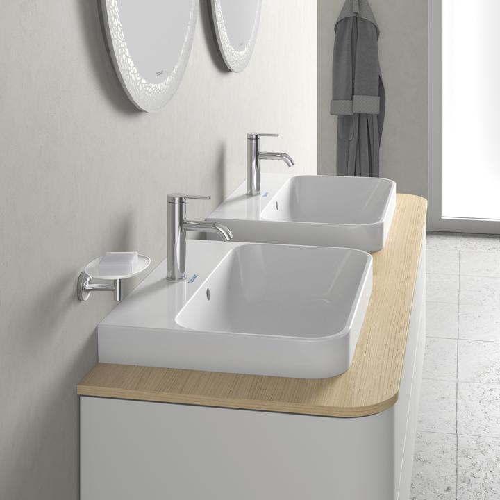 Actual product image Duravit Countertop basin HAPPY D.2 PLUS m ÜL m HLB 600x460mm 1 tap hole white WG (460 mm, 600 mm)