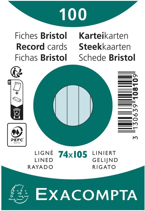 Label énergétique Exacompta Fiches (74 x 105 mm, 205 g/m², 100 x)