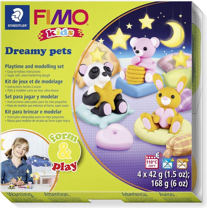 Actual product image Fimo Kids Form&Play Set 4 x 42g Sleeping Animals