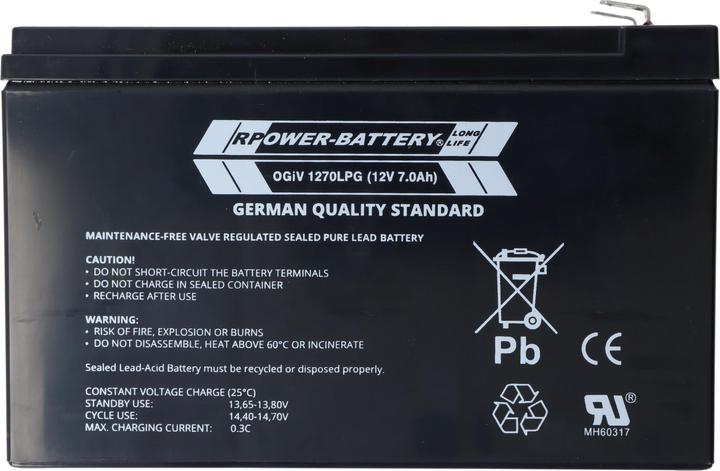 Actual product image RPower OGiV1270LP 12V 7Ah Longlife lead battery AGM lead gel battery (12 V, 7 Ah)