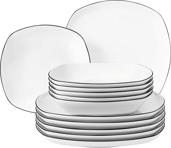 Immagine prodotto Seltmann Piatto da pranzo Lido 12 pezzi, Bianco Nero (12 x, 26 cm)