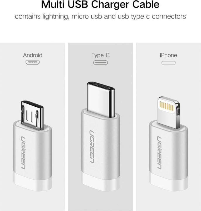 Image du produit Ugreen Câble multifonctionnel USB2.0-A 3 en 1 (1.50 m, USB 2.0)