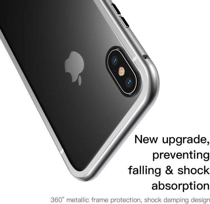 Immagine prodotto Baseus iPhone X Magnetic Aluminium Protective Case Glass BackSilver (Apple iPhone X)