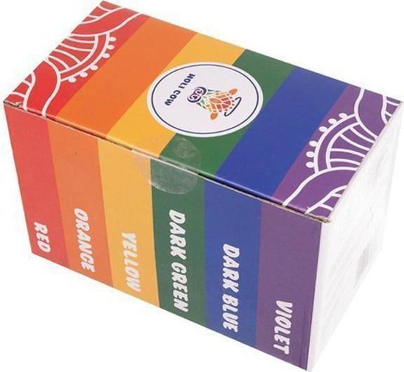 Image du produit JTI Poudre Holi multicolore - kit 6x100g (Vert foncé, Jaune, Lila, Orange, Bleu foncé, Blanc, 1 x)