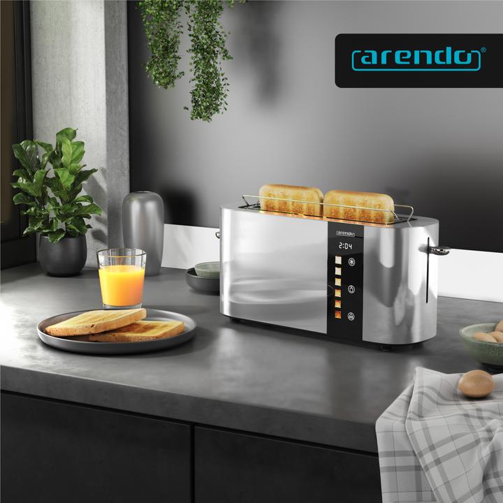 Produktbild Arendo Toaster Edelstahl 2 Scheiben Langschlitz, Touch Display, Restzeit & Bräunungsgradanzeige, 1000 W