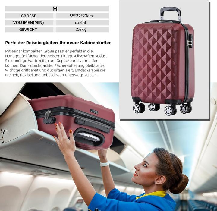 Immagine prodotto Beibye 3-teiliges Hartschalenkoffer-Set (115 l, Bagaglio a mano (fino a 50 litri), M (50 - 90l), L (90 - 115l))