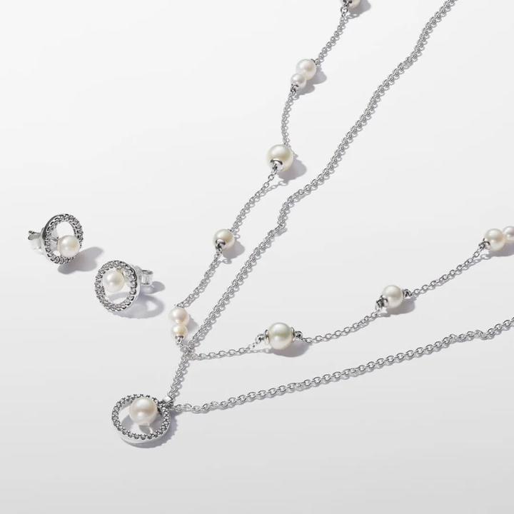 Produktbild Pandora Halskette Treated Freshwater Cultured Pearl & PavÃ© (Sterling Silber 925, 45 cm)