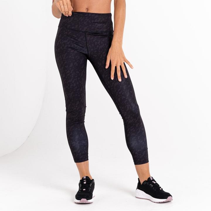 Actual product image Dare2b Womens/Ladies Influential Cire Finish Leaf Print Gym 7/8 Leggings (34 D)
