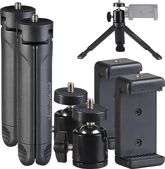 Image du produit Somikon Lot de 2 trépieds pour smartphone avec support pivotant pour smartphone (Métal)