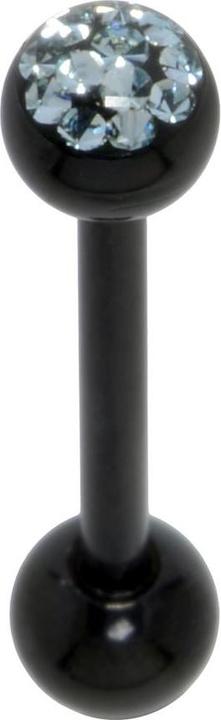 Produktbild Bijouteria Zungenpiercing (PVD Beschichtung (schwarz), Chirurgenstahl 316L, Epoxiharz, Kristall)