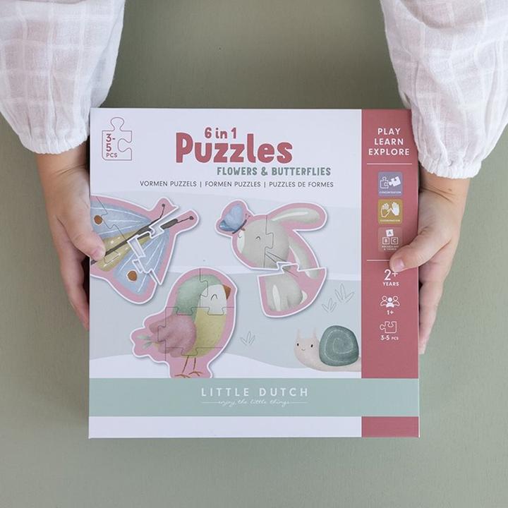 Produktbild Little Dutch 6 in 1 Puzzles Flowers & Butterflies Shape puzzle Animals (5 Teile)