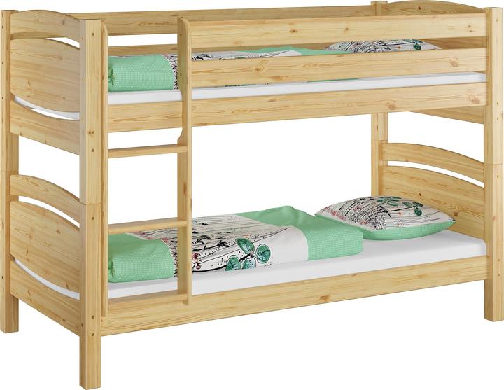 Produktbild Erst-Holz Etagenbett Massivholz Kiefer 90x200cm Stockbett hohes Bett + Rollrost + Matratze 60.13-09 Ni70 M (90 x 200 cm)