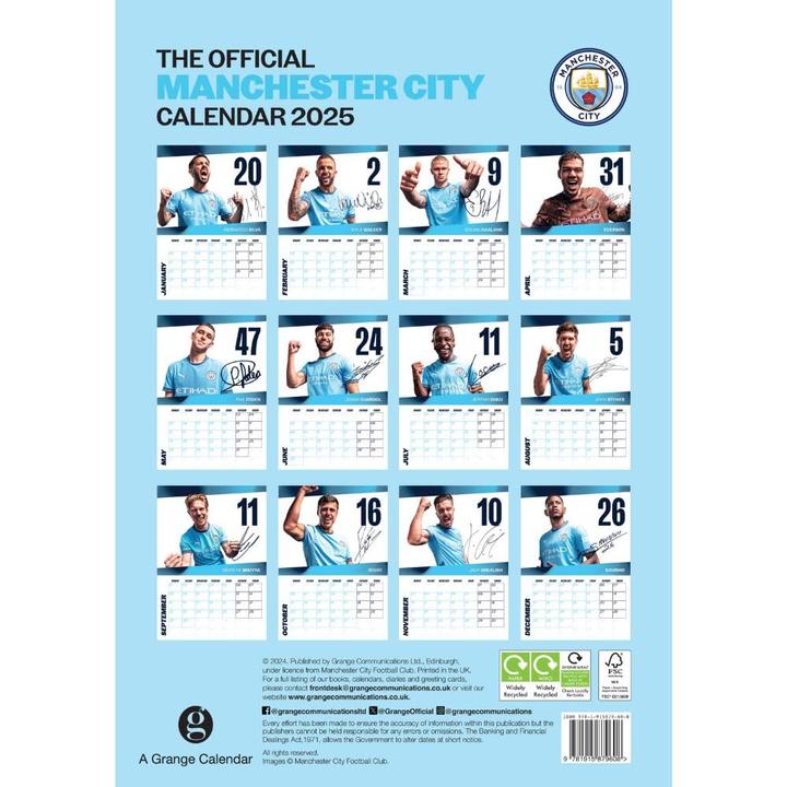 Immagine prodotto Manchester City FC Calendario da Parete (A3)