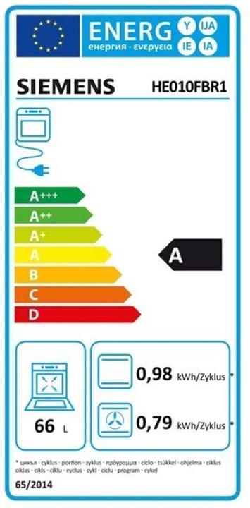 Energie-Label Siemens EQ 110 KS 2 EB Ed EB-Herdset(BC) Ceran HE010FBR1+ EA64RGNA1E+ HZ438201