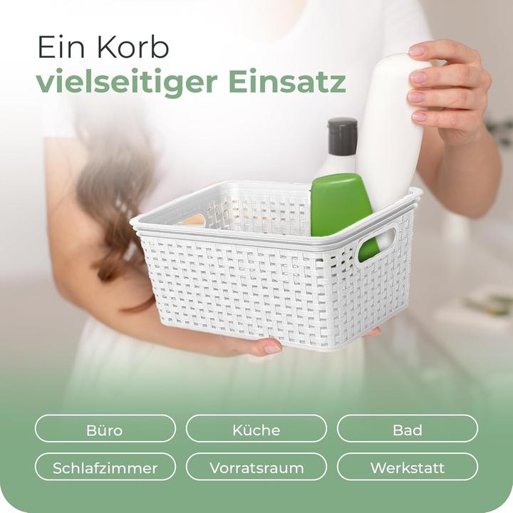 Produktbild Novaliv Aufbewahrungsbox mit Deckel Mini 1L Korb Weiss in Rattan Design Lebensmittelecht Aufbewahrung (1 l)