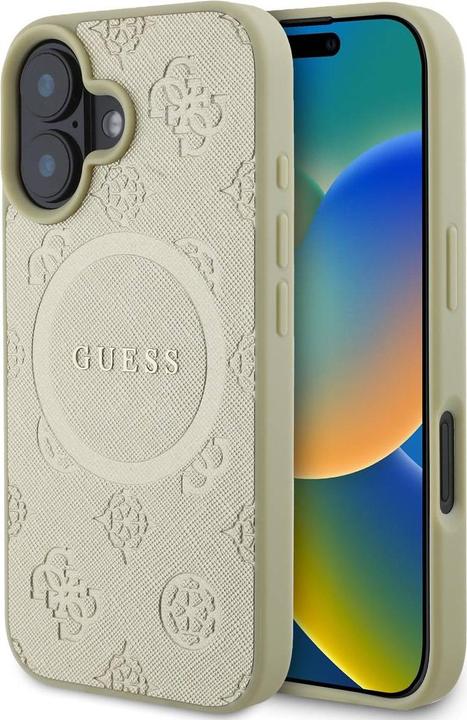 Produktbild Guess GUHMP16SPSAPSMED iPhone 16 6,1" złoty/gold HC MagSafe Safiano Peony Classic Logo (Apple iPhone 16)