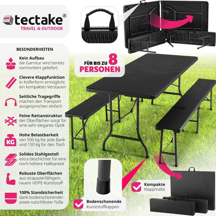 Produktbild tectake Campingtischgarnitur klappbar