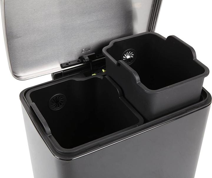 Image du produit EKO Poubelle à pédale 10+9L, noir mat (19 l)