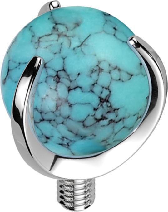 Produktbild Star Piercing Dermal Anchor silber Kugel Türkis Stein gefasst (Mineralisch, ohne Messing, Titan G23)
