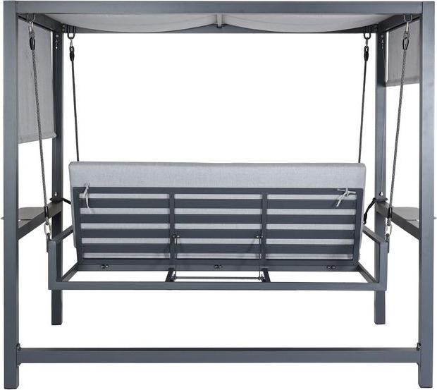 Produktbild Mendler Alu-Hollywoodschaukel HWC-L47, Liegefunktion, 195x221x131cm Polster grau