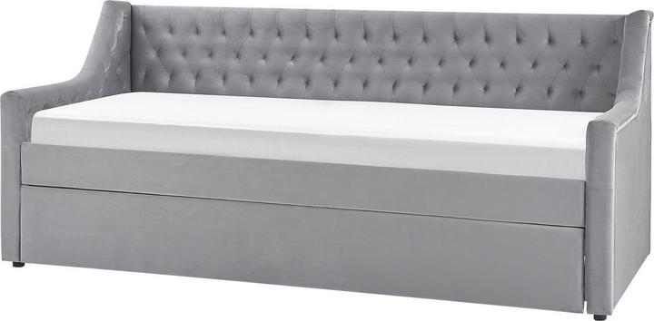 Immagine prodotto Beliani Daybed allungabile in tessuto vellutato grigio con rete a doghe 90 x 200 cm MONTARGIS (90 x 200 cm)