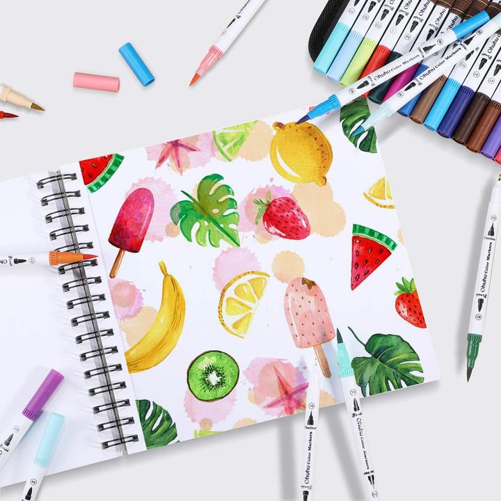 Image du produit Ohuhu Carnet de croquis d'art (22,5 x 21 cm, Blanc, Couverture souple)