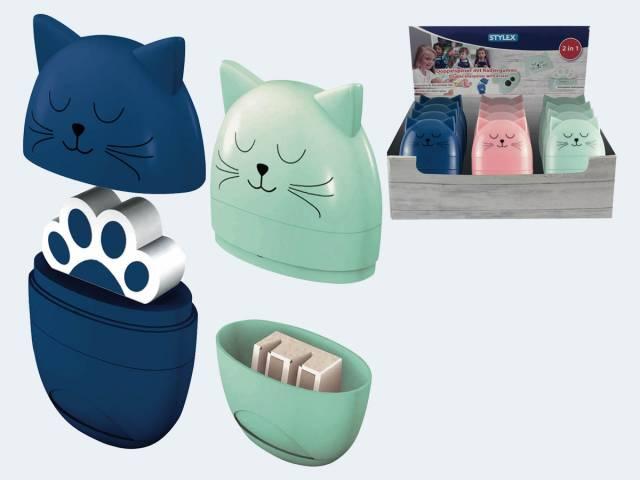 Actual product image Roost Sharpener with eraser 42600 Cat, 3 colors