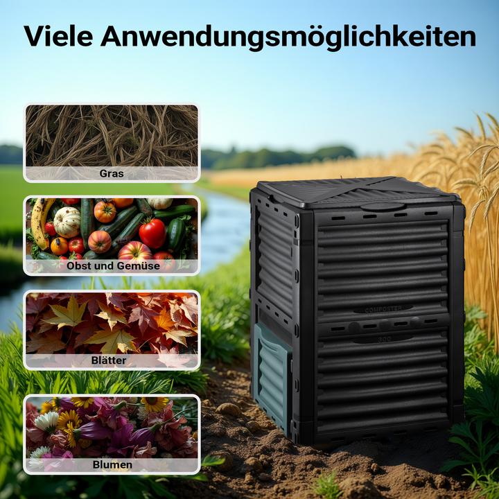 Immagine prodotto Wiltec Compostiera da giardino 300l Compostiera 61x61x82cm Compostiera rapida (300 l)