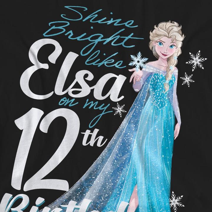 Actual product image Disney Frozen Unisex Adult Bright Like Elsa 12th Birthday T-Shirt (S)