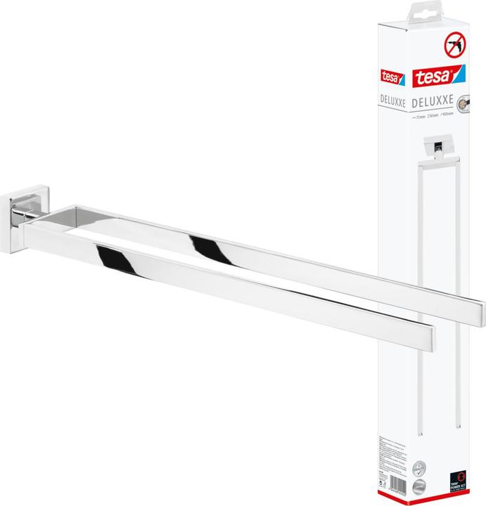 Produktbild tesa DELUXXE Handtuchhalter zweiarmig inkl. Klebelösung ohne Bohren