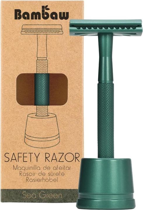 Actual product image Bam Baw Safety razor with stand sea green