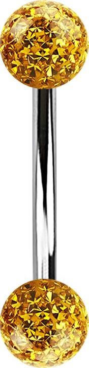 Produktbild Star Piercing Banane silber mit zwei Kristall Kugeln topaz Epoxy Schutzschicht (Chirurgenstahl 316L)