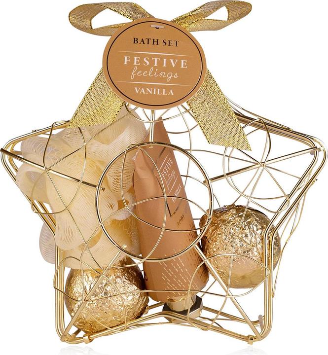 Accentra Geschenkset FESTIVE FEELINGS in sternförmigem Drahtkorb, Duft: Vanilla