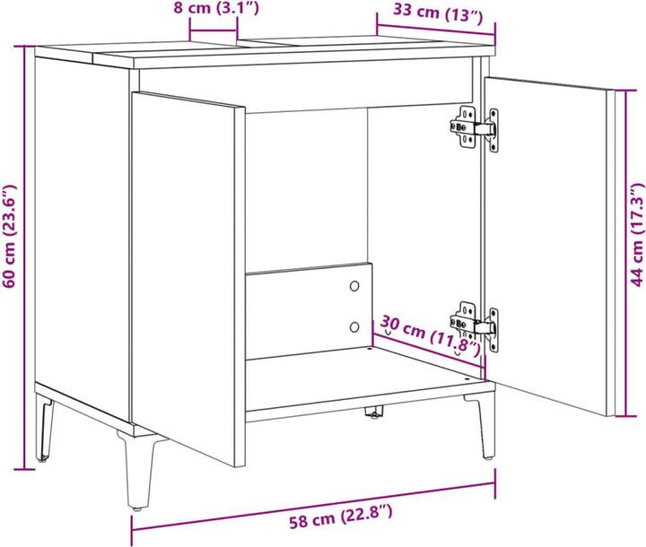 Produktbild VidaXL Waschbeckenunterschrank (58 x 33 x 60 cm)