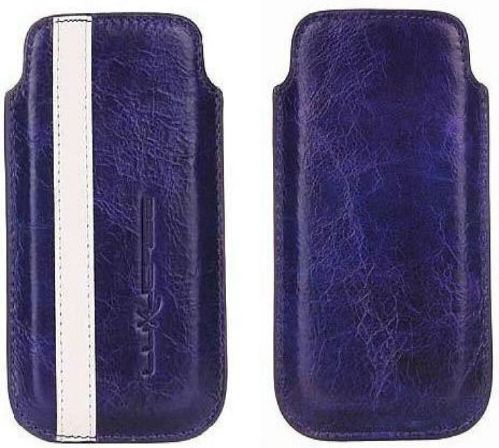 Immagine prodotto Luxucase Borsa in pelle taglia M blu-bianco (Apple iPhone 4, Apple iPhone 4s)
