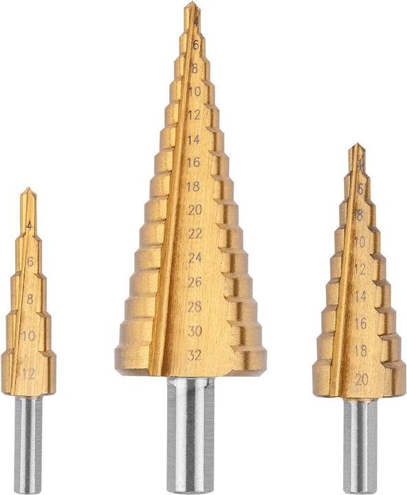 Image du produit Verto Forets étagés 4-12, 4-20, 4-32 mm, TiN, 3 pcs. (Ø 4-32mm)