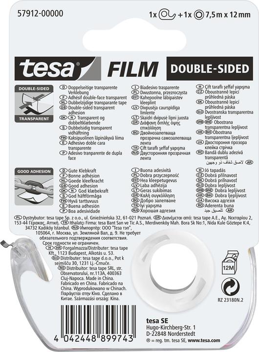 Immagine prodotto tesa Dispenser per nastro adesivo e 1 rotolo a doppia faccia (12 mm)