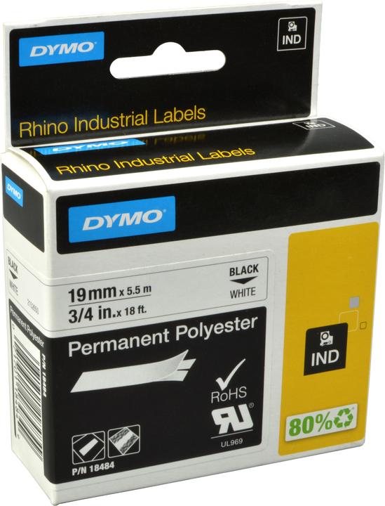 Actual product image Dymo Rhino ID2 Polyester Tape 18765, white (1.90 cm, White)
