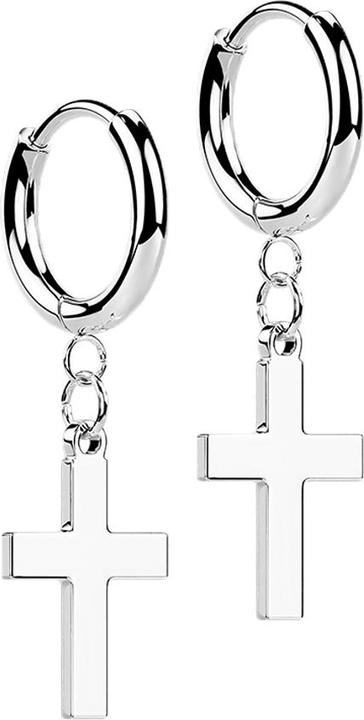Star Piercing Ohrring silber Anhänger Kreuz klein (ohne Messing, Chirurgenstahl 316L)