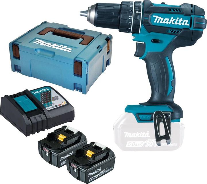 Actual product image Makita DHP482RTJ 18V 2x rechargeable battery-powered impact drill (Rechargeable battery operated)
