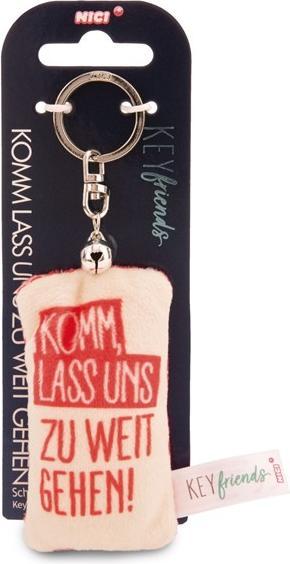Immagine prodotto Magni NICI Schlüsselanhänger Mini Plüschkissen Komm, lass uns zu weit gehen mit Glöckchen 8cm