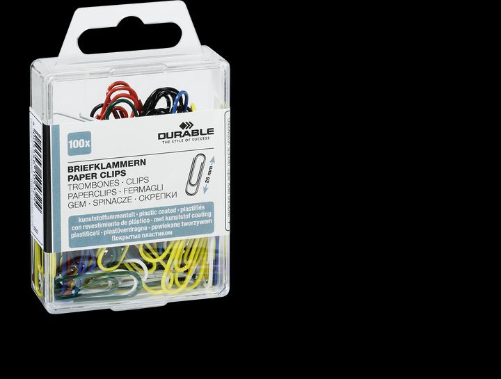 Productafbeelding Durable Paperclips, kunststof gecoat, gekleurd, 26 mm assorti kleuren: zwart,... (100 x)