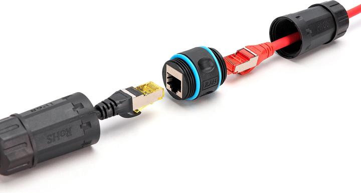 Produktbild Digitus CAT 6A Aussenanschluss, Schutzart IP68 RJ45 zu RJ45 Verbindung (Netzwerk Kupplung)