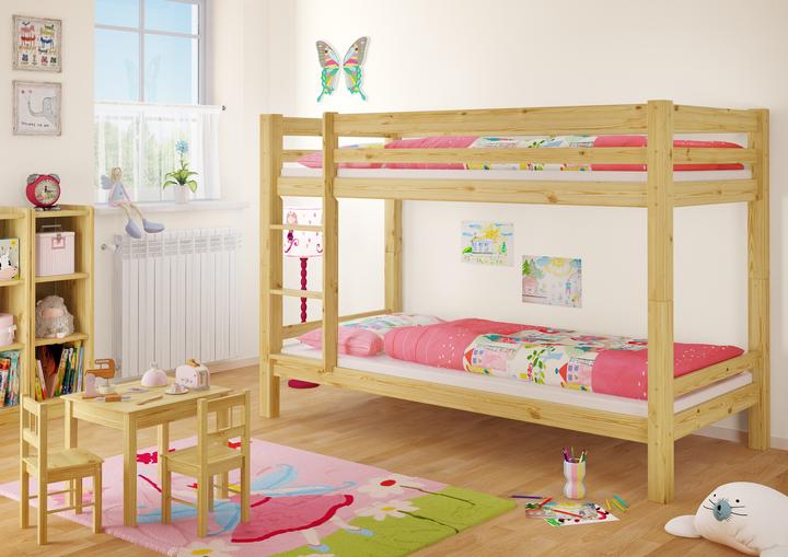 Produktbild Erst-Holz Stockbett Etagenbett Kinderzimmer Kiefer + Rollrost 90x200 Hochbett Kinderbett 60.09-09 (90 x 200 cm)