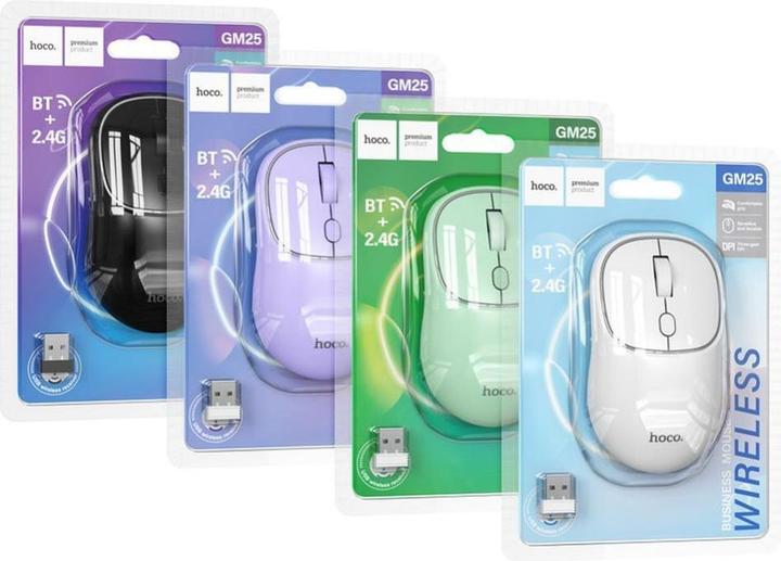 Produktbild Hoco - Wireless Mouse Royal (GM25) - Four Button Dual Mode Business 2.4G, 1600 DPI - Light Green (Kabellos)