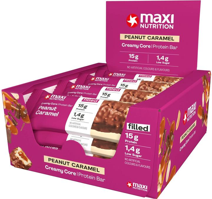 Produktbild Maxi Nutrition Riegel Creamy Core Caramel/Erdnuss, 12 x 45 g (Erdnuss, Caramel, 12 Stk., 650 g)