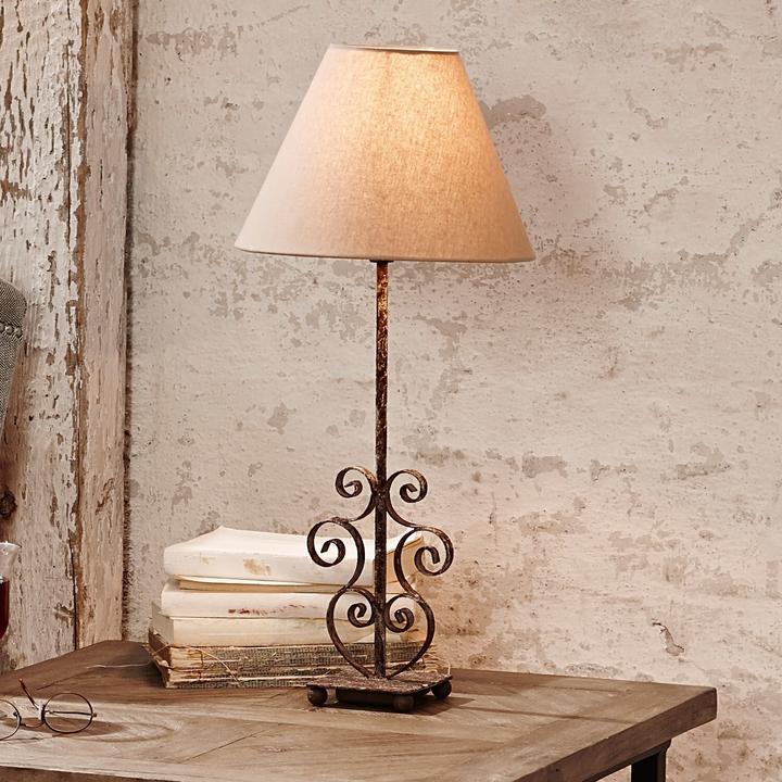 Actual product image Loberon Table lamp Clamart linen/antique brown (E27)