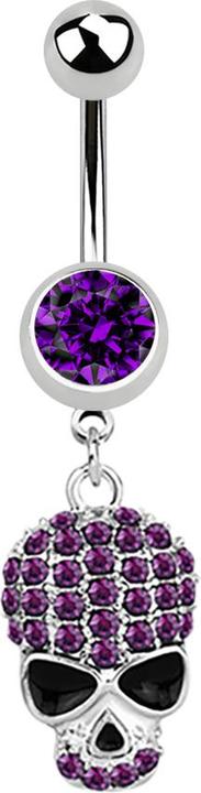 Produktbild Star Piercing Banane silber mit Anhänger Schädel violett (ohne Messing, Chirurgenstahl 316L)