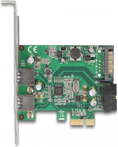 Image du produit Delock Carte PCI Express x1 vers 2 x externe USB 3.2 Gen 1 type A + 1 x interne USB 19 broches mâle