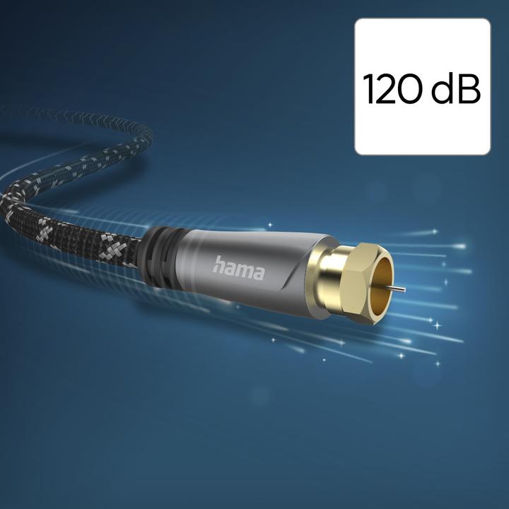 Actual product image Hama SAT connection cable, F plug - F plug, metal, gold-plated, 1.5 m, 120 dB (120 dB, Antenna cable)